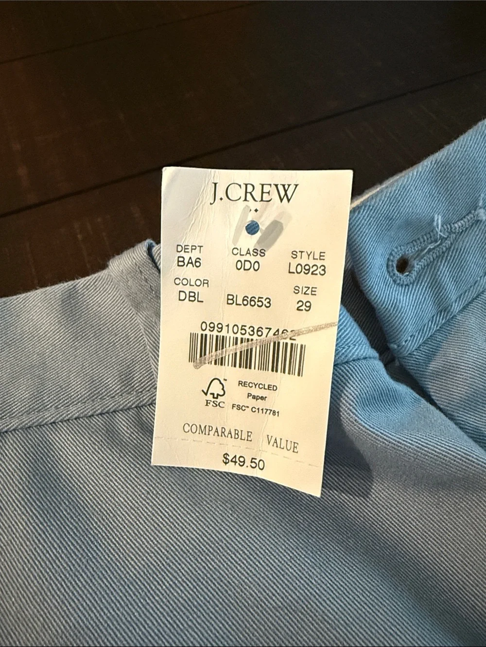 J. Crew Light Blue Flat-Front Chino Shorts